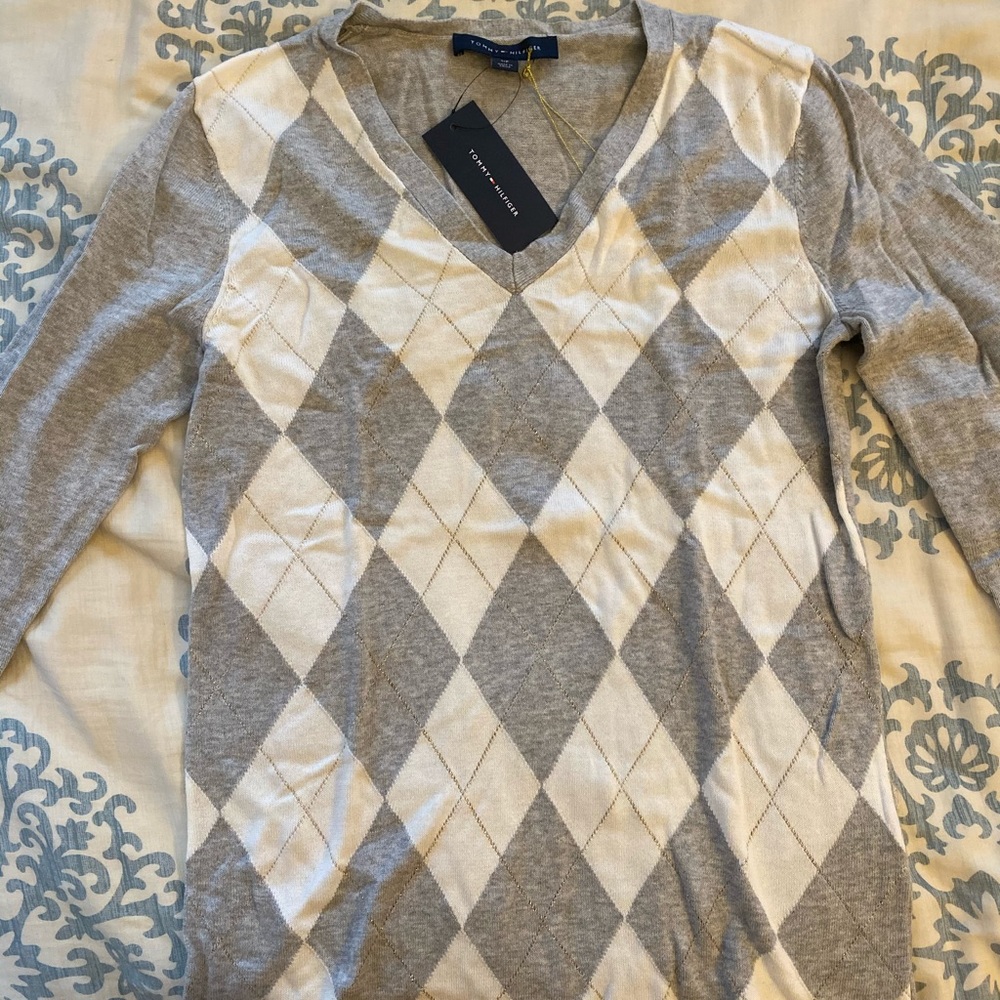 Tommy Hilfiger Grey Argyle Sweater